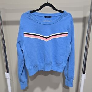 Sz L Abercrombie & Fitch Womens Pullover Sweatshirt Retro V Stripe Vintage Style